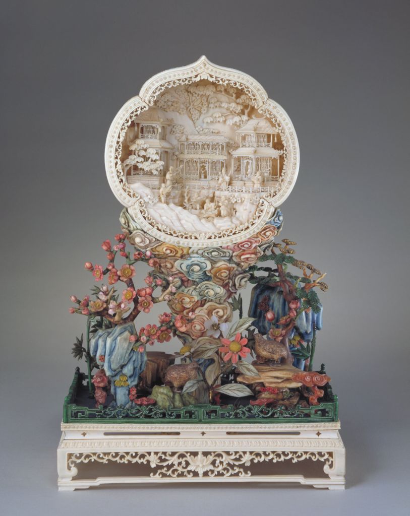 图片[1]-Ivory sculpture mirage scene screen-China Archive